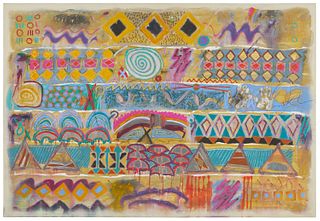 Dick Jemison, (b. 1942), "Cave Letter #17," 1983, Mixed media on canvas, 66" H x 96" W
