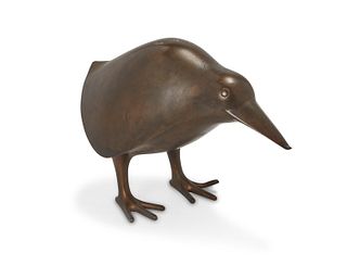 G. Allan Wright, (1927-1982), "Brooding Bird," 1965, Patinated bronze, 5" H x 4" W x 8.5" D