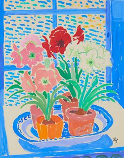 John Botz, (1925-2003), Floral still life, Acrylic on artist board, 40.25" H x 32.25" W