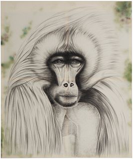 Cornelius Quabeck, (b. 1974), "1745 L'Garcon Sauvage," 2004, Charcoal and spray paint on canvas, 90.5" H x 75" W