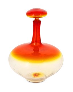 A Joel Phillip Myers for Blenko art glass decanter