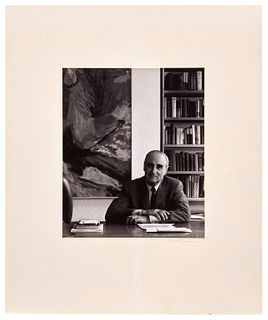 Arnold Newman, (1918-2006), Portrait of Howard Wise, Gelatin silver print on photographic paper laid to mat board, Image/Sheet: 9.375" H 7.875" W; Ori