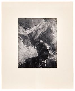 Arnold Newman, (1918-2006), Portrait of Howard Wise, Gelatin silver print on photographic paper laid to mat board, Image/Sheet: 9.75" H x 7.625" W; Or