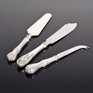 3 Sterling Silver Handled Serving pieces, Roger Williams Silver Co., Ambassador Cutlery, & Axel Prip