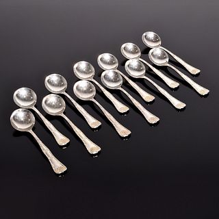 Set of 12 Tiffany & Co. "Wave Edge" Sterling Silver Bouillon Spoons