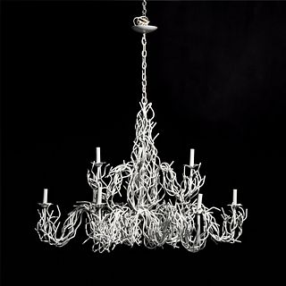 Large Faux Coral Chandelier, Manner of Phyllis Morris