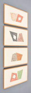4 Robert Mangold Woodblock Prints, Signed Editions