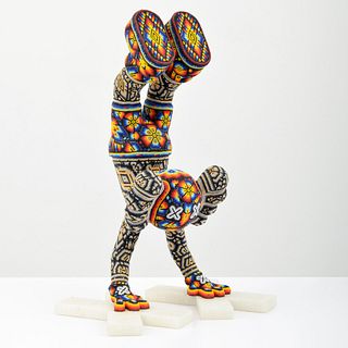 CHROMA aka Rick Wolfryd Handstand Sculpture, Huichol Beading