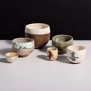 6 Japanese Style Tea Bowls; Miya Endo, Shiro Otaniâ€¦