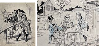 Set of 2: Cartoon Drawings by Louis Dalrymple and Louis M. Glackens
