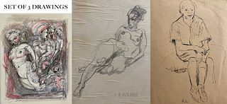 Set of 3 Drawings: (1) illegible (2) E.M. Mitchell (3) R.S.