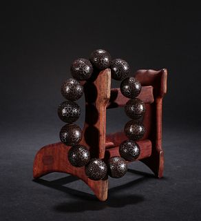 CHENXIANG WOOD WITH SILVER STRING BRACELET