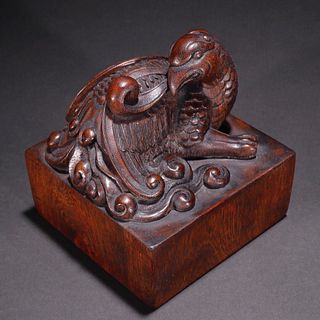 CHENXIANG WOOD CARVED PHOENIX PATTERN SEAL