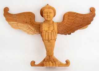 Carved Wood Harpy Form Architectural Element