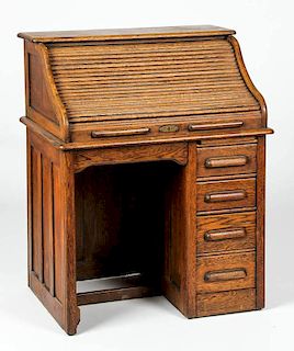 Antique Oak Tambor Desk