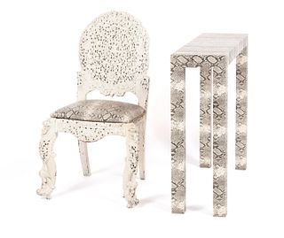 ANGLO-INDIAN SIDE CHAIR AND TABLE