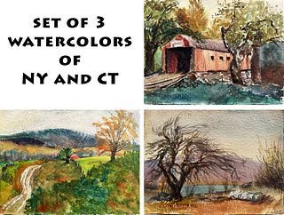 Set of 3 Watercolors by unknown artist