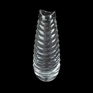 Ribbed Modern Art Glass Vase