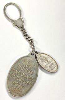 Very Rare Credit Suisse 1 ozt / 5g .999 Silver Keychain