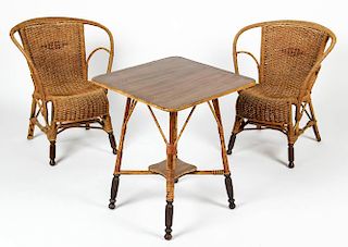 3 pc Suite of Victorian Era Bamboo and Rattan Seating