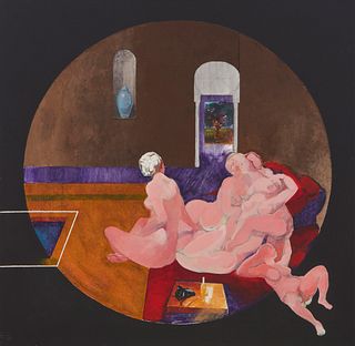 Herman Braun-Vega, (1933-2019), "1? Serie del 'Le Bain Turc,'" 1972, Acrylic on canvas, 30" H x 30" W
