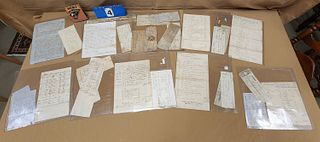 TRAY EARLY 19TH C. INDENTURES, RECEIPTS, ETC.