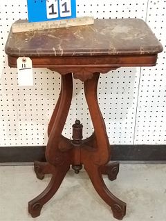 VICT. WALNUT MARBLE TOP STAND