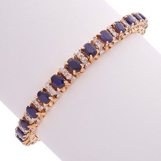 Sapphire, Diamond, 18k Yellow Gold Bracelet