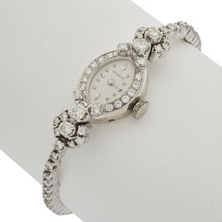 Geneve Ladies Diamond, 14k White Gold Wristwatch