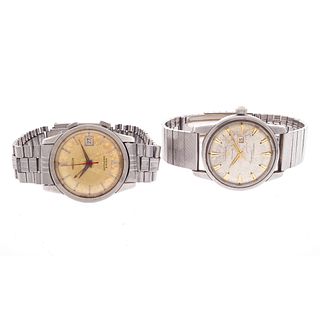 Longines, Angelus Two Gent's Vintage Stainless Steel Wristwatches