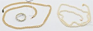 Three Piece Pearly Single Strand Necklace