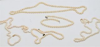 Five Single Strand Pearl Necklaces