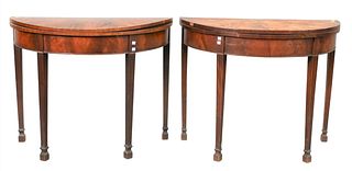 Two George III Demilune Game Tables