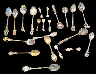 Group of Sterling and 800 Silver Souvenir Spoons