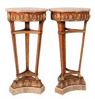 A Pair of Maitland Smith Marble Top Stands