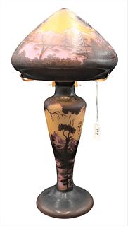 Galle Style Cameo Glass Landscape Table Lamp
