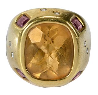 18kt. Citrine and Pink Tourmaline Cocktail Ring