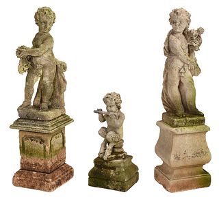 Three Stone Garden Statues