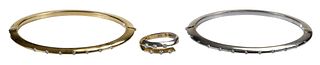 14kt. Diamond Bypass Ring and Two Bangle Bracelets with Diamonds