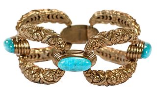 Stephen Dweck Bronze and Turquoise Bracelet