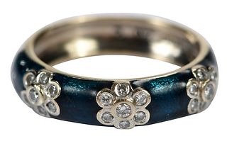 Hidalgo Blue Enamel and Diamond Ring 