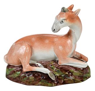 Early Staffordshire Doe Figure, Attributed to Ralph Wood the Younger