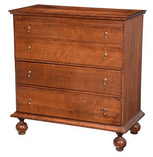 New England William and Mary Figured Cherry Lift Top Chest 