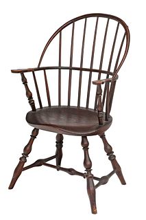 American Sack Back Windsor Armchair in Old Varnished Surface