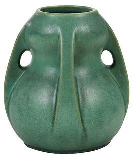 A W.B. Mundie Teco Art Pottery Double Gourd Vase