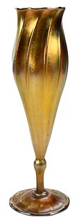 Tiffany Gold Favrile Ribbed Glass Vase