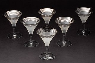 6 Frosted and Silvered Glass Champagnes