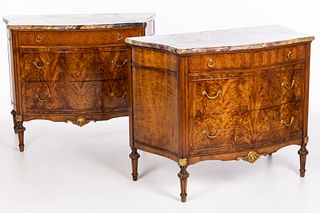 Pair of Louis XVI Style Marble Top Chest of Drawers