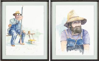 Two Watercolor Portraits by Bryder