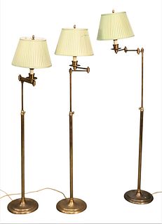 Set of Three Brass Adjustable Floor Lamps